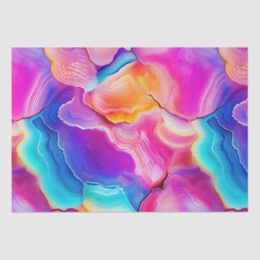 Rainbow Agate | Vibrant Abstract Stone Pattern Tissuepapier (Voorkant)