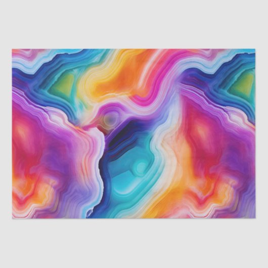 Rainbow Agate | Vibrant Abstract Stone Pattern Tissuepapier (Voorkant)