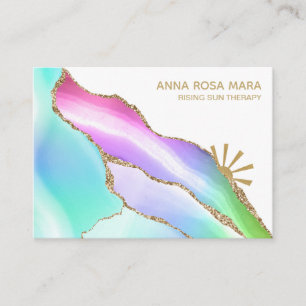 *~* Rainbow Agate White Gold Glitter Vein Pastel Visitekaartje