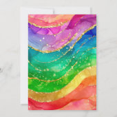 Rainbow Alcohol Ink Gold Glitter Wedding Kaart (Achterkant)