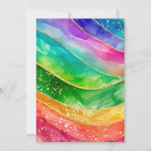 Rainbow Alcohol Ink Gold Glitter Wedding Kaart (Achterkant)