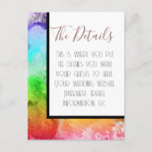 Rainbow Alcohol Ink Waterverf Wedding Details Briefkaart (Voorkant)