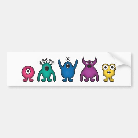 Rainbow Alien Monsters Bumpersticker (Voorkant)
