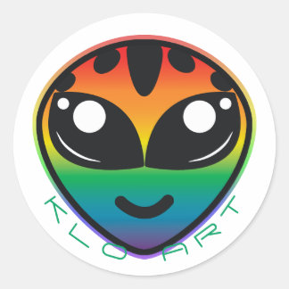 Rainbow Alien Ronde Sticker