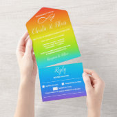Rainbow All in One Wedding Invite All In One Uitnodiging (Afscheurbaar)