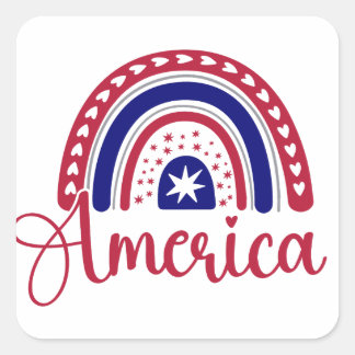Rainbow America Vierkante Sticker