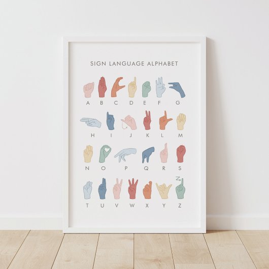 Rainbow American Sign Language ASL Poster