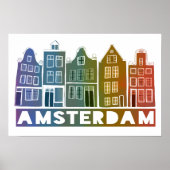 Rainbow Amsterdam Colorful Holland Houses Art Poster (Voorkant)