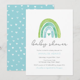Rainbow and hearts Blauw Baby shower Kaart