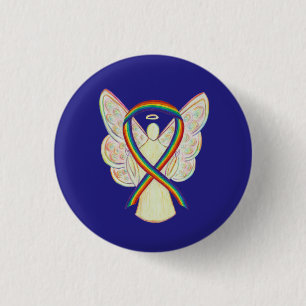 Rainbow Angel Awareness Ribbon Custom Art Pins Ronde Button 3,2 Cm