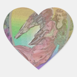 Rainbow Angel met harten Hart Sticker