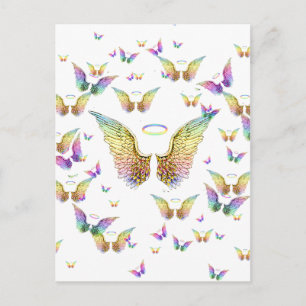 Rainbow Angel Wings en Halos Briefkaart