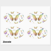 Rainbow Angel Wings en Halos Ovale Sticker (Vel)