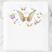 Rainbow Angel Wings en Halos Ovale Sticker (Tas)