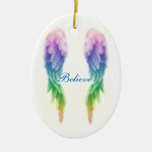 Rainbow Angel Wings Keramisch Ornament