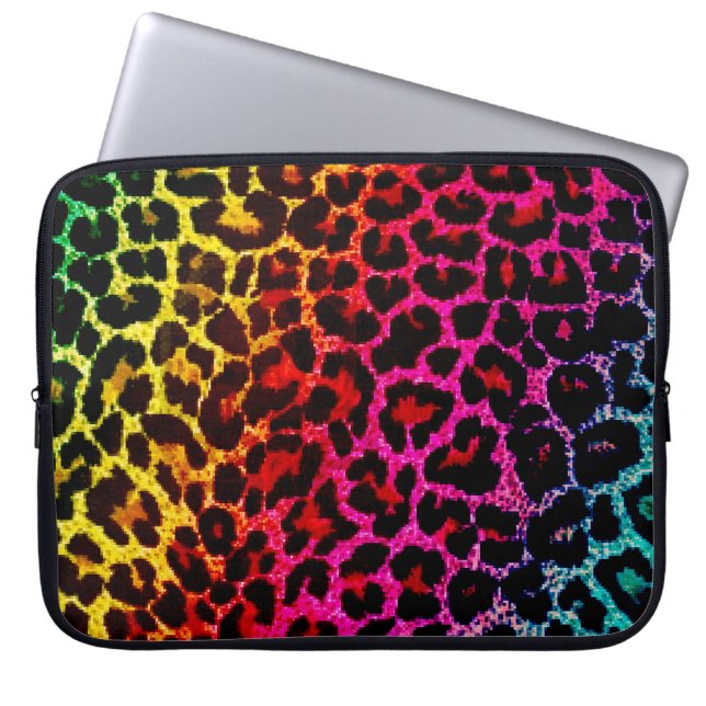Rainbow Animal Print Laptop Laptop Sleeve (Voorkant)