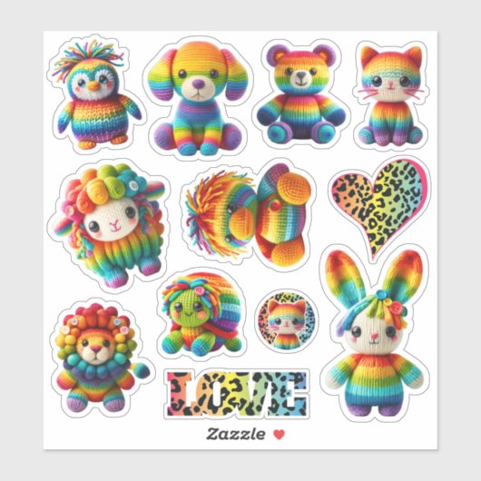 Rainbow Animals en Leopard Print Sticker Sheet (Vel)