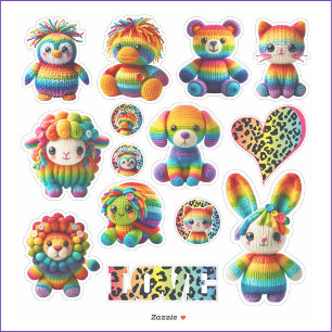 Rainbow Animals en Leopard Print Sticker Sheet