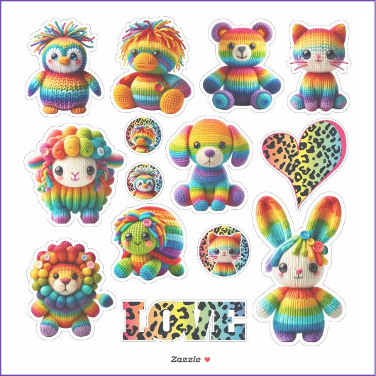 Rainbow Animals en Leopard Print Sticker Sheet