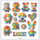 Rainbow Animals en Leopard Print Sticker Sheet (Vel)