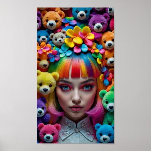 Rainbow Anime Woman Poster (Voorkant)