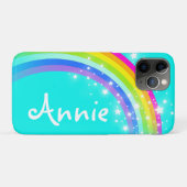 Rainbow aqua sky en sterren aangepaste naam Case-Mate iPhone case (Achterkant (horizontaal))