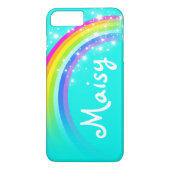 Rainbow aqua voegt u korte naam iphone case toe (Achterkant)