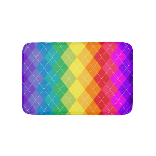 Rainbow Argyle Pattern Badmat (Voorkant)