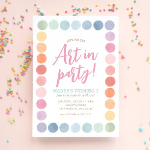 Rainbow Art Birthday Party Kaart