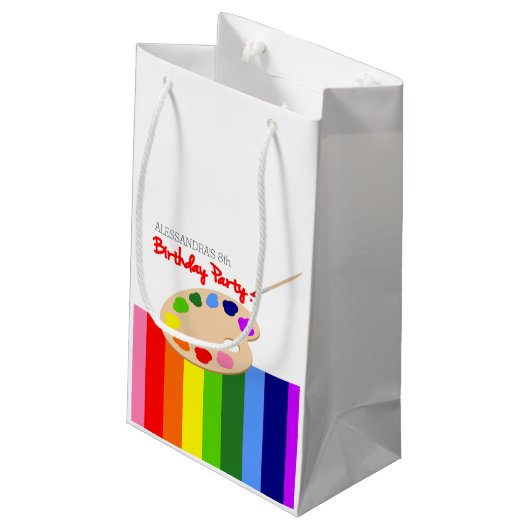 Rainbow Artist Palette schilder Birthday Party Klein Cadeauzakje (Achterkant Gekanteld)