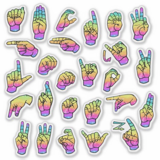 Rainbow ASL Alphabet – Educational & Expressive Sticker (Voorkant)