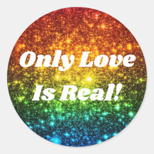 Rainbow Astral Glitter Alleen liefde is echt Ronde Sticker