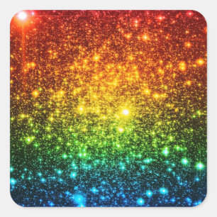 Rainbow Astral Glitter Alleen liefde is echt Vierkante Sticker