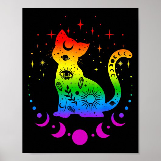 Rainbow Astrology Cat LGBT Gay Pride Vlag Poster (Voorkant)