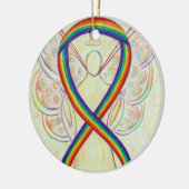 Rainbow Awareness Ribbon Angel Custom Art Ornament (Links)