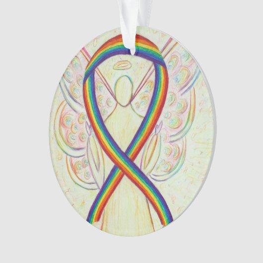 Rainbow Awareness Ribbon Angel Gepersonaliseerd Or Ornament (voorkant)