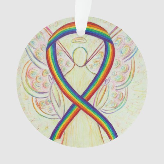 Rainbow Awareness Ribbon Angel Gepersonaliseerd Or Ornament (voorkant)