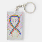 Rainbow Awareness Ribbon Angel Key chain Sleutelhanger (achterkant)