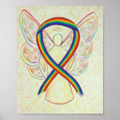 Rainbow Awareness Ribbon Angel Poster Art Imprimer (Devant)