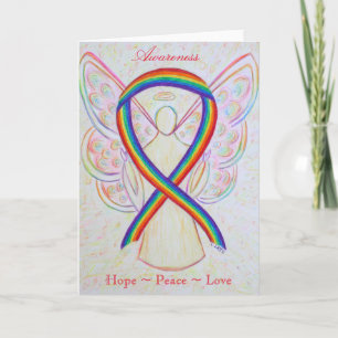 Rainbow Awareness Ribbon Angel Wenskaart Feestdagen Kaart