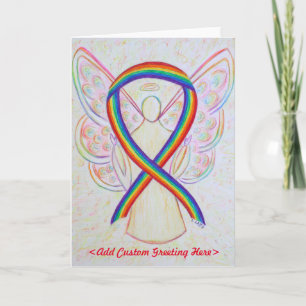 Rainbow Awareness Ribbon Angel Wenskaart Kaart