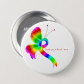 Rainbow Awareness Ribbon Butterfly Button (Voorkant /achterkant)