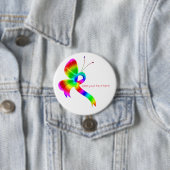 Rainbow Awareness Ribbon Butterfly Button (In situ)