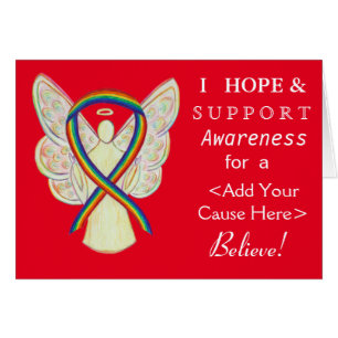 Rainbow Awareness Ribbon Custom Want Angel Kaarten