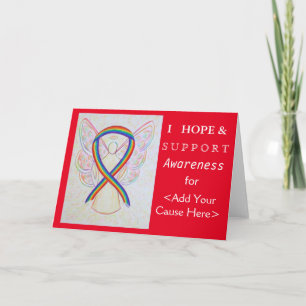 Rainbow Awareness Ribbon Custom Want Angel Kaarten