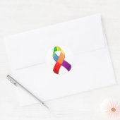 Rainbow Awareness Ribbon II Round Sticker (Envelop)