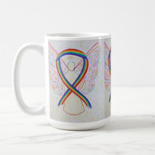 Rainbow Awareness Ruban Angel Art Mug (Gauche)
