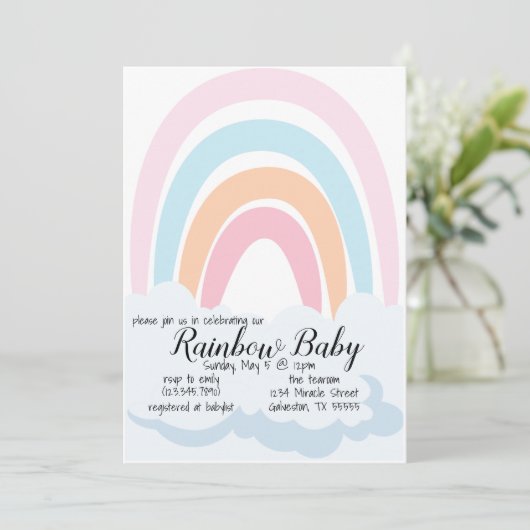 Rainbow Baby Babyshower Invitation (Debout devant)