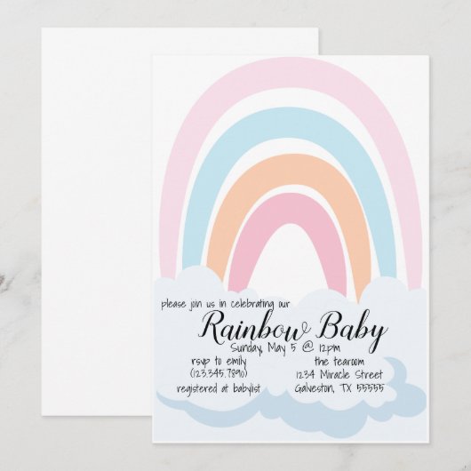 Rainbow Baby Babyshower Invitation (Devant / Derrière)