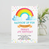 Rainbow baby bestrooit uitnodiging voor verjaardag (Staand voorkant)